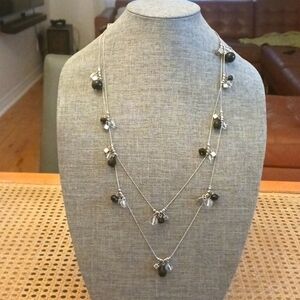 Chic Necklace w/ Black and Clear Beads - Pre-loved (60")